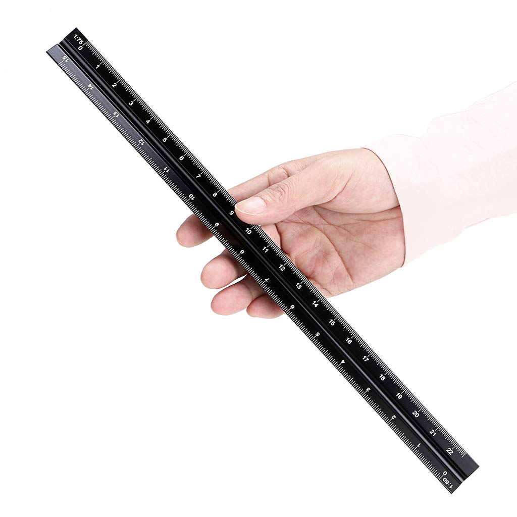 OwnMy 30CM Solid Aluminum Metric Triangular Architect Scale Ruler Set
