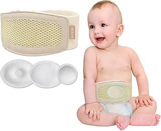 Mybow Umbilical Hernia Belt Baby, Infant Belly Button Band, Umbilical Cord Cover for Newborn Abdominal Binder, Hernia Support Truss, Belly Button Shaper, Adjustable Navel Band with 3 Compression Pad
