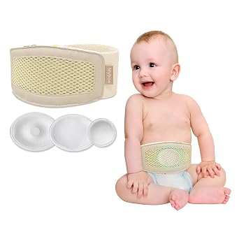 Umbilical Hernia Belt Baby, Infant Belly Button Band, Umbilical Cord Cover for Newborn Abdominal Binder, Hernia Support Truss, Belly Button Shaper, Adjustable Navel Band with 3 Compression Pad