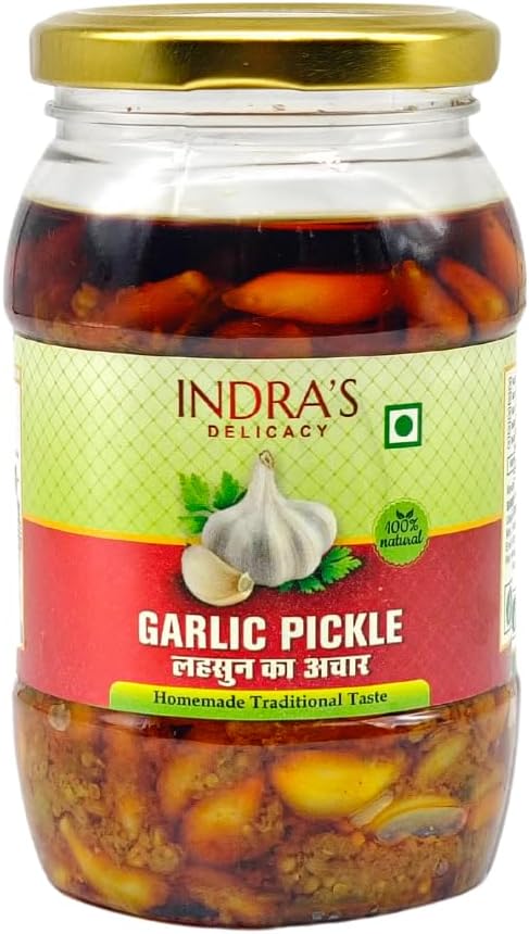 Indra's Delicacy Garlic Pickle/Lehsun Ka Achar (in Mustard Oil) Truly Homemade Traditional Indian Taste(500GM)