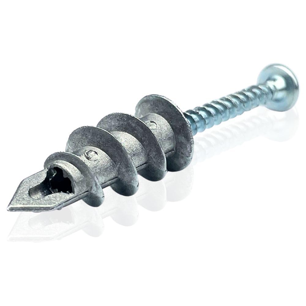 Plasterboard Fixings with Screws Heavy Duty Metal Self-Drill Professional Quality Plasterboard Wall Fixings Plasterboard Zinc Alloy Self-Drill Anchor 32mm Stud Wall Screws (Pack of 20)