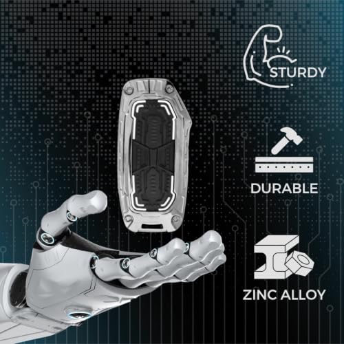 Image of KEYCEPT Metal Armor Key Cover Compatible for Kia Seltos 2024 2023 Facelift HTX | Sonet Facelift | Carens X Line 4 Button Smart Key with Keychain .