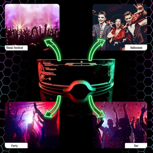 Image of Luminous Multi-colored LED Glasses for Party | Light LED Goggles for Party Night Bar Club Christmas New Year | 7 Colors 4 Modes Futuristic Glasses | Modern Stylish Goggles