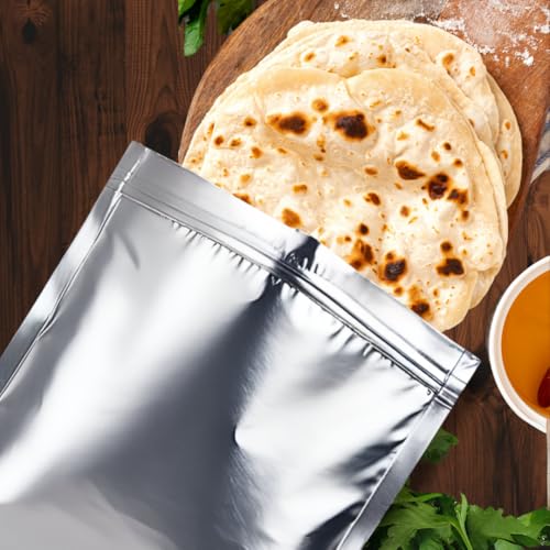 Image of GREENTWISH Zip 'N' Seal Metallised Silver Zip Lock Bags, Reusable Sandwich and Food Storage Bag, Airtight Foil Pouch with Zipper, Freezer Safe, Polyethylene | Small x 5, Medium x 5, Large x 5