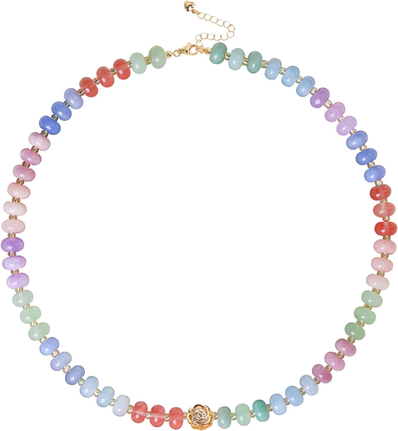 Beaded Necklaces For Women Natural Gemstone 18k Gold Camellia Choker Necklace Western Jewelry Gifts Trendy Boho Beach Necklaces