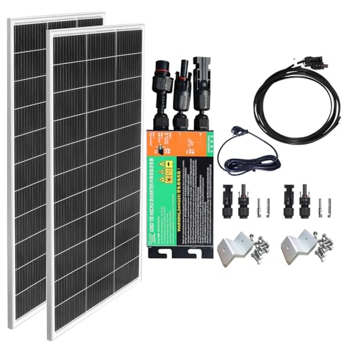 300W Balkonkraftwerk Komplett Steckdose Plug & Play, 300Watt(2X150W) 18V Solarpanel mit 230V 300W Wechselrichter, Solaranlage Wohnmobil, Photovoltaik Balkon, Solarmodul 300W komplettset