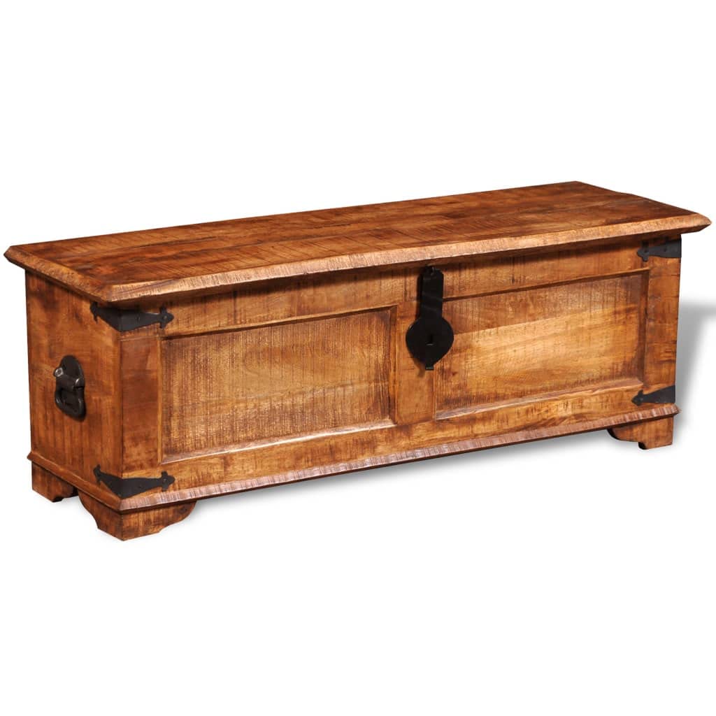 HOMIUSE Baúl de almacenamiento de madera de mango áspero, cofre del tesoro con tapa, caja del tesoro, baúl de madera con tapa, banco de baúl, con cerradura, caja no con cerradura, 110 x 35 x 40 cm