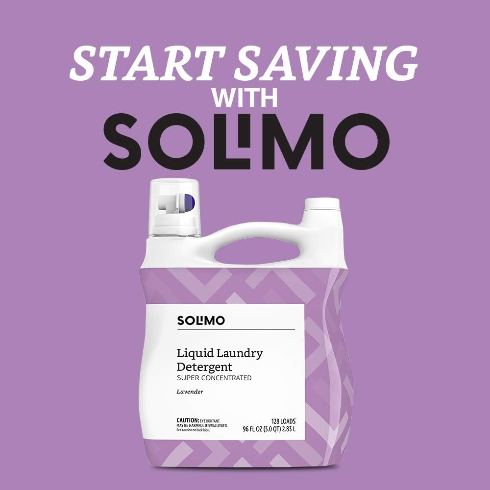 Amazon Brand - Solimo Concentrated Liquid Laundry Detergent, Lavender, 128 loads, 96 Fl Oz
