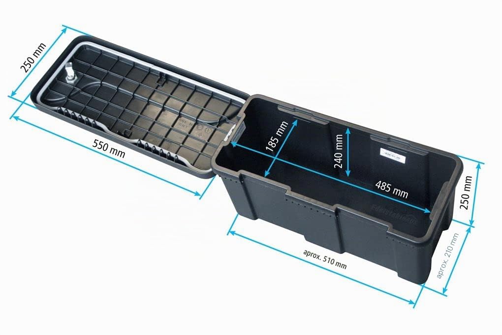 Caja de almacenamiento de 25 l o barra de tracción para remolques de coches, vehículos de plataforma, remolques, cajas de almacenamiento, caja de herramientas, caja de cinturón