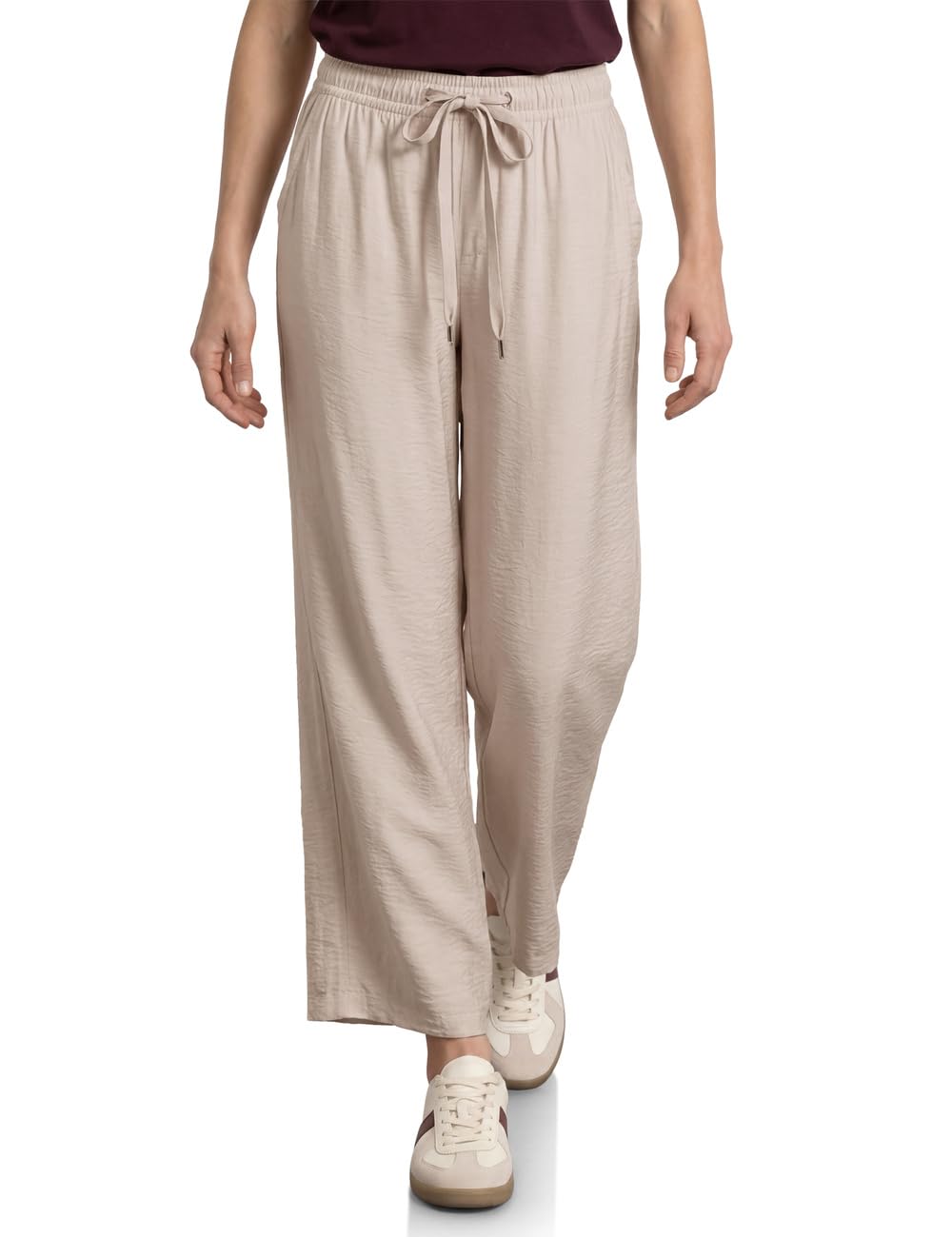 Street One Women's High Waist Wide Leg Trousers in Loose Fit 3817703, Clay Sand, 42W x 30L