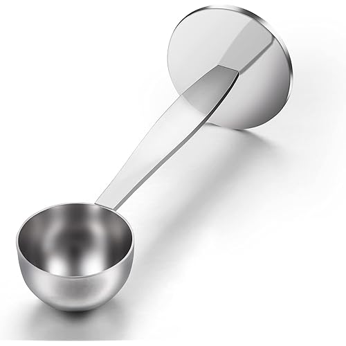 Two-in-One Stainless Steel Coffee Scoop Tamping Dual-Purpose Coffee Spoon Powder Hammer Tamper Multi Function Spoon Holder Coffee Tools for Measuring and Tamping