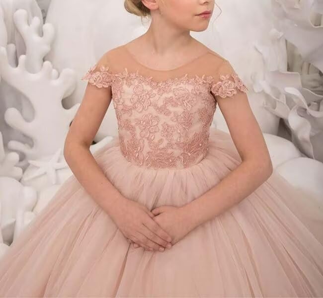 Flower Girl Dress Tulle Backless Pageant Dresses for Girls Lace Applique Kids Birthday Dress Porm Ball Gown4