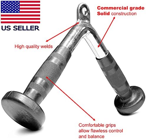 FITNESS MANIAC Home Gym Weightlifting Machine Attachments Tricep Press Push Down Bar V Handle Close Grip Cable V bar Rubber Handgrips image 5