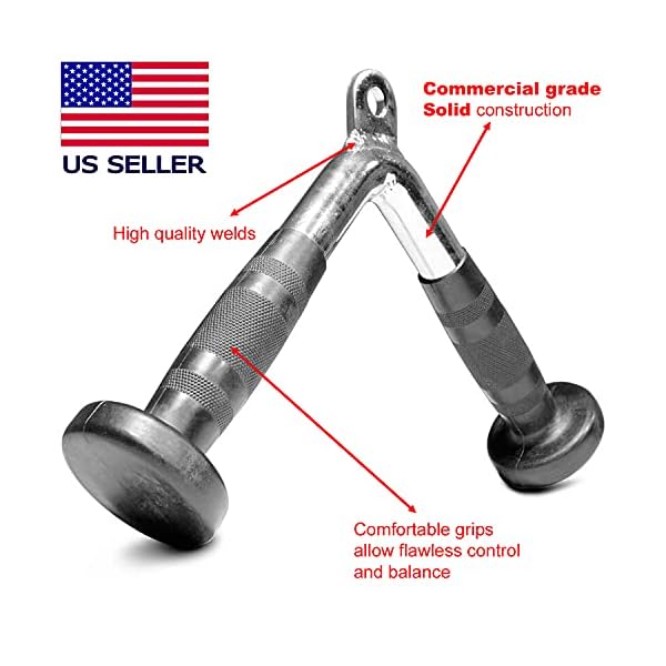 FITNESS MANIAC Home Gym Weightlifting Machine Attachments Tricep Press Push Down Bar V Handle Close Grip Cable V bar Rubber Handgrips - Image 2
