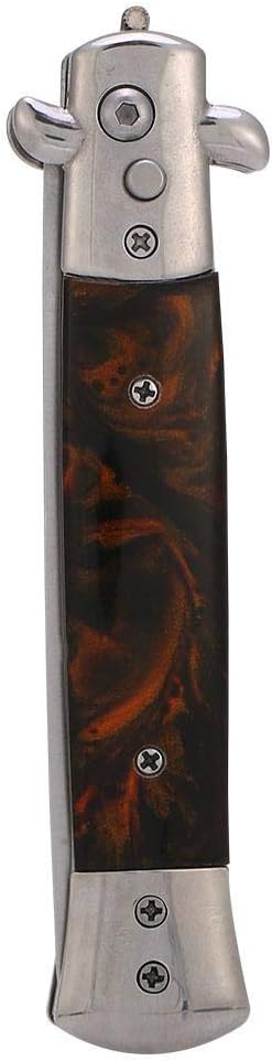 4 Colors Switchblade Spring Folding Knife Push Button Pocket Comb Oil Hairstyle Hair(Brown)