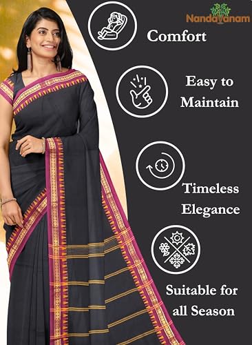 Image of Women's Chettinad Cotton Sarees | Handloom Saree with Blouse | Pure Cotton Sarees for Women Daily use and All Occasion Wear| Soft, Comfort Cotton Saree