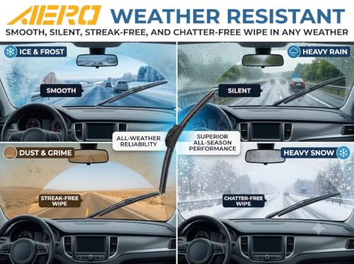 AERO Wipers OEM Replacement for Honda CR-V CRV 2022 2021 2020 2019 2018 2017, 26"+17" Front + 12" Rear, All-Season Windshield Wiper Blades with Extra Squeegee Refills + 1-Year Warranty (Set of 3) by AERO - Used condition - Image 3