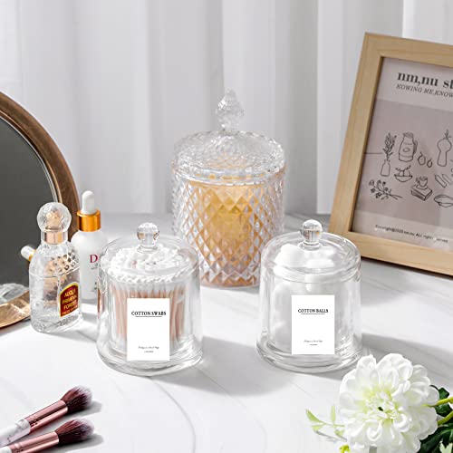 Rejomiik 2 Pack Qtip Holder Thick Glass Apothecary Jars With Lid For Bathroom Accessories Vanity Organizers And Makeup Storage For Cotton Ball, Swabs, Makeup Sponges, Candy, Jewelry, Clear #TOP7