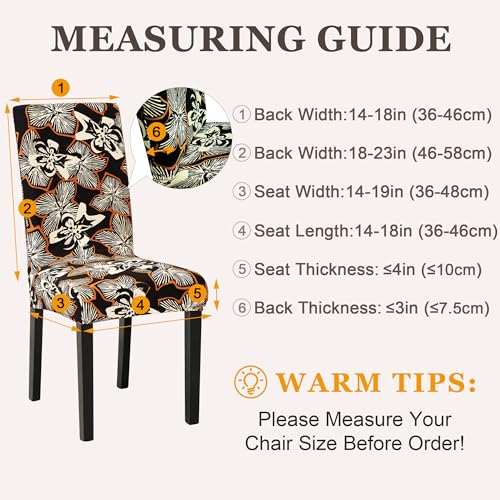 Sufdari Dining Chair Covers,Kitchen Chair Cover,Parsons Chair Slipcover,Spandex Chair Protectors for Dining Room Stretch Chairs Cover Set of 6 -Black Cream Floral Sufdari Dining Chair Covers,Kitchen Chair Cover,Parsons Chair Slipcover,Spandex Chair Protectors for Dining Room Stretch Chairs Cover Set of 6 -Black Cream Floral - Image 4