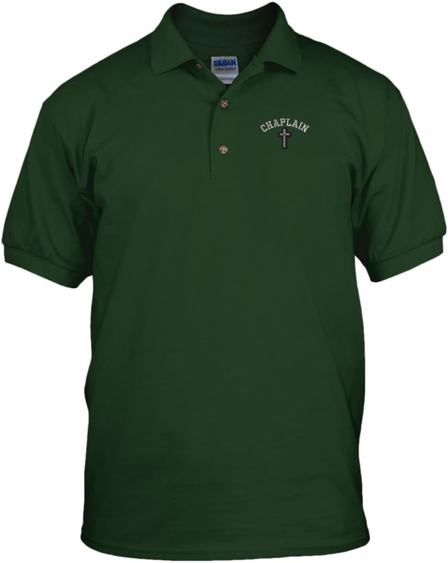 Cristian Chaplain Cross Embroidery Cotton Short Sleeve Polo Jersey Shirt Black X-Large