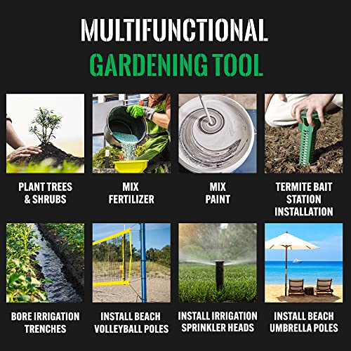 Power Planter Termite & Tree Auger 2"X24" With 3/8" Non-Slip Hex Drive - Heavy Duty Auger Bare Root Tree & Shrub Planting, Irrigation Or Bait Stations Install - Works In All Soil Conditions - Usa Made #TOP4