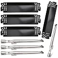 Adviace Grill Replacement Parts for Nexgrill 720-0830H, 4 Pack Grill Burner Tubes and Heat Plate Shields for Home Depot Nexgrill 4 Burner 720-0830H, Nexgrill 720-0864, 720-0864M Gas Grills