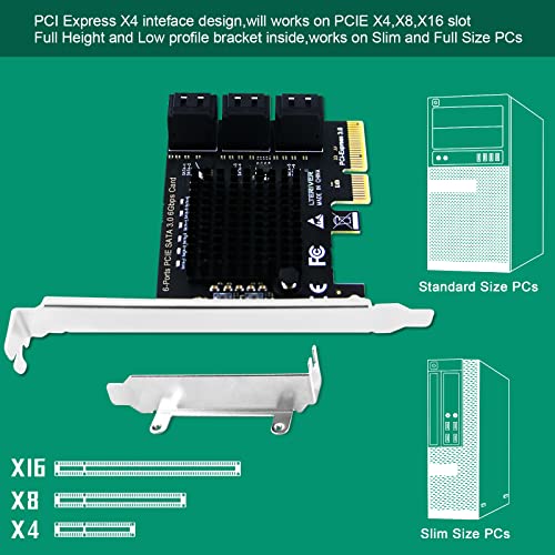 Lteriver Pci Express X4 To 6-Ports Serial Ata/Sata 3.0 Host Controller Card- Plug And Play On Windows Os, Mac Os And Linux Systems-6X 6Gbps Max Sata 3.0 None Raid Ports-Support Ahci Boot Up (Pce-G2S6) #TOP5