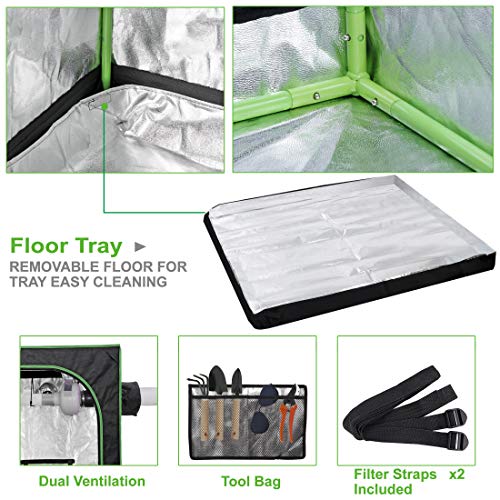 Junglea 4X4 Grow Tent，48"X48"X80" Hydroponic Grow Tent Kit With Observation Window And Floor Tray For Home Plant Growing #TOP6