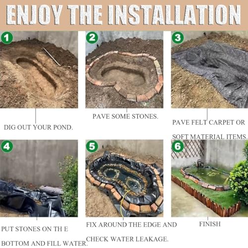 Bâche de bassin noir en caoutchouc pour aménager un bassin de jardin de 3x4 m avec cascade - 8