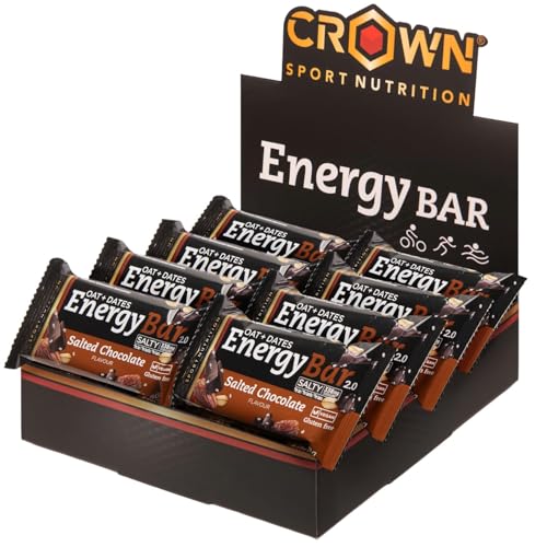 Crown Sport Nutrition Energy Bar 2.0 | Barrita Energética con 35% Avena sin Gluten + 22% Pasta de Dátil | Sin Aceite de Palma | Alta Digestibilidad | Caja 12 x 60 g | Vegana según sabor