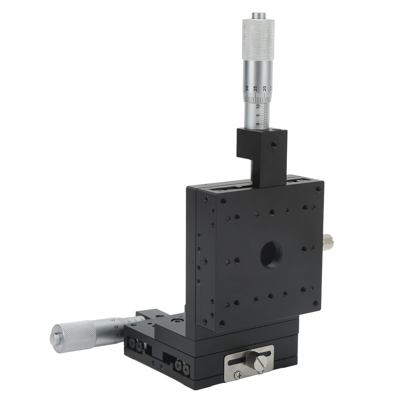 Fafeicy Mesa Deslizante Manual de Micrómetro de Aleación de Aluminio de Etapa Lineal XZ 80 X 80 Mm Precisión de 0,01 Mm de ± 12,5 para Instrumentos ópticos Posicionamiento de Laboratorio