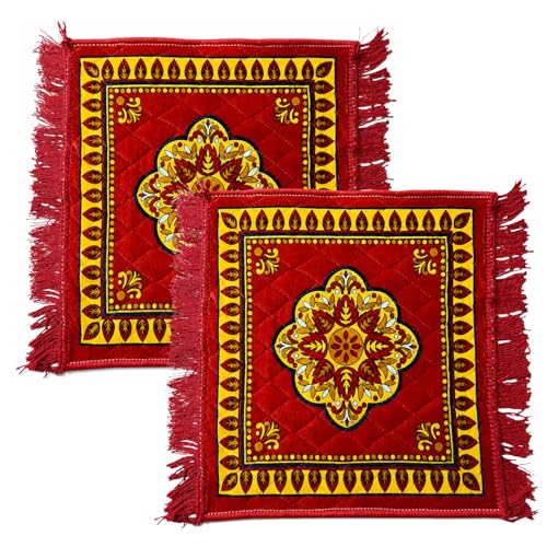Image of BENAVJI Traditional Floral Printed Carpet Rug for Living Room | Soft Floor Mat with Decorative Tassel Border | Anti-Skid Multipurpose Area Rug for Bedroom, Hall & Home Decor Pack of 2