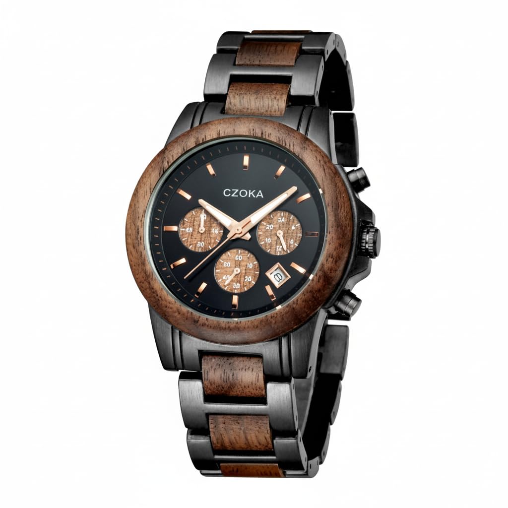 Orologio da polso al quarzo analogico al 100% Sandalwood/Ebony/Zebra Wood/Movimento al quarzo giapponese Orologi da polso regolabile in legno, con scatola regalo e strumento, retroilluminazione,