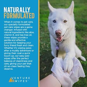 Venture Wipes Happy Paws - Natural Pet Wipes for Dogs and Cats - Biodegradable Grooming Wipes for Paws, Eyes, Ears, Glands, and More - Large Cleansing Cloths for Pet Care Essentials (20 Count) Venture Wipes Happy Paws – Natural Pet Wipes for Dogs and Cats – Biodegradable Grooming Wipes for Paws, Eyes, Ears, Glands, and More – Large Cleansing Cloths for Pet Care Essentials (20 Count)
