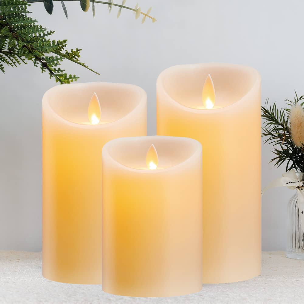 Candele LED Ricaricabili con Telecomando - Candele Senza Fiamma con Timer, Effetto Tremolante, Ideali per Decorazioni Festive - 7.5 x 10 cm