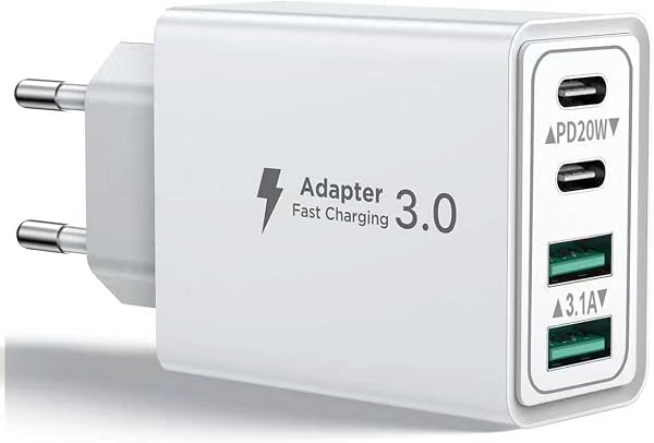 Caricatore USB C, 40W Presa USB Alimentatore USB C PD & QC3.0, Multipla Carica Spina Rapido Caricatore per iPhone 16/15/14/12/11/Pro Max/X/XS/XR/8/7/6S/iPad, Galaxy - 1