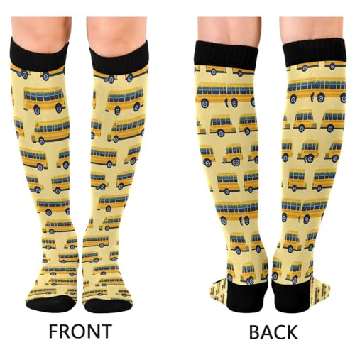 Image of Wusikd Blue Yellow Monster Trucks Compression Socks for Women and Men Circulation Long Socks for Athletic Running 1