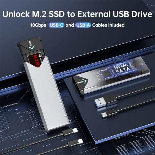SSK M.2 to USB NVMe SATA SSD Enclosure USB 3.2 Gen2 10Gbps Adapter Reader - Image 3