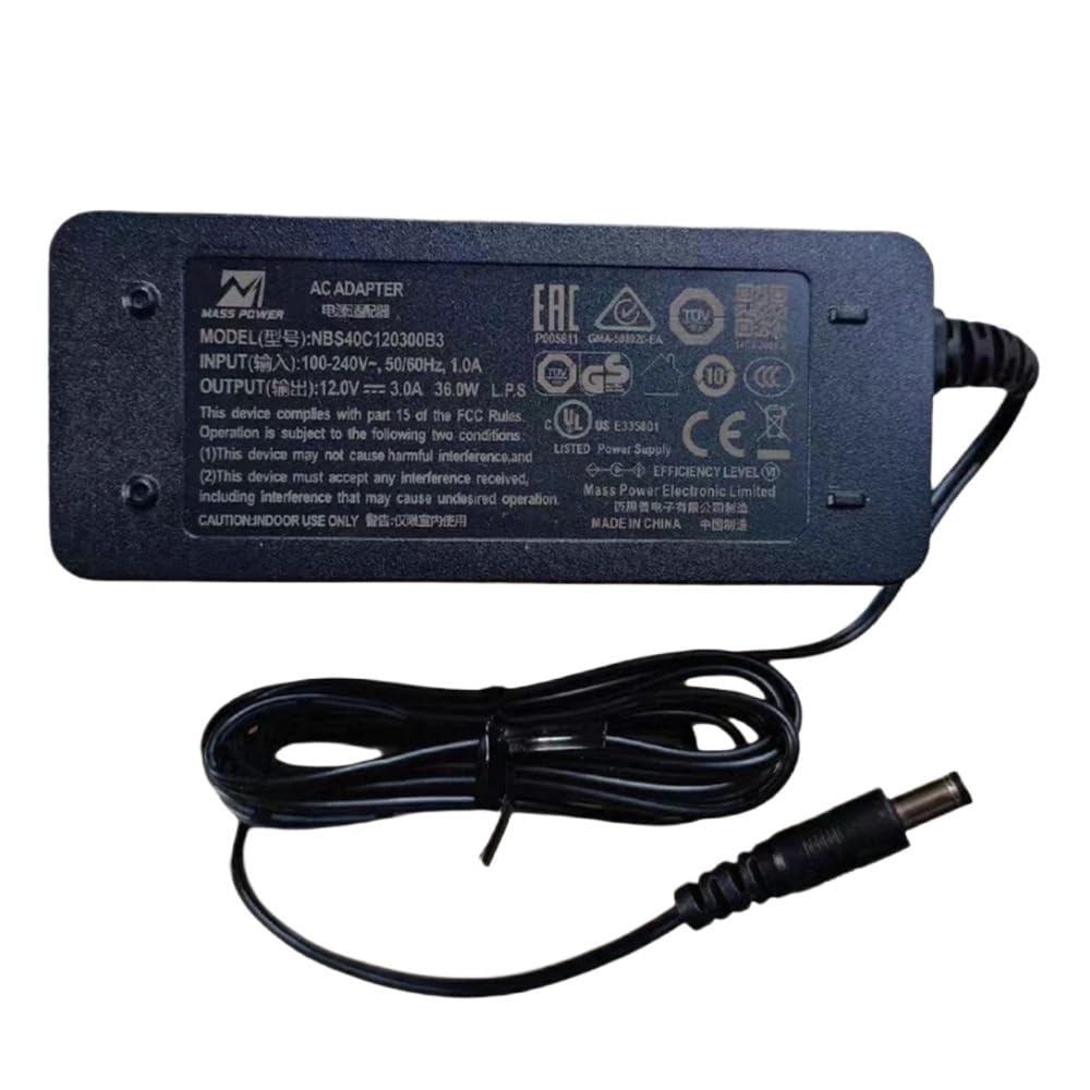 TNNBNT POWER 12V 3A 36W Adapter Charger Transformer NBS40C120300B3 Power Supply Plug 5.5 * 2.1MM With AC Cable(EU CABLE)