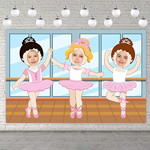 Dancing Ballet Girls Banner Pretend Play Party Backdrop Large Ballerina Face Theme Decor For Girls Birthday Party Wedding Dance Tutu Party Gymnastics party Supplies Ballerina Party Decorations Pink