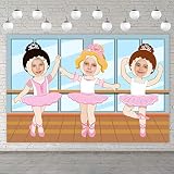 Dancing Ballet Girls Banner Pretend Play Party Backdrop Large Ballerina Face Theme Decor For Girls B