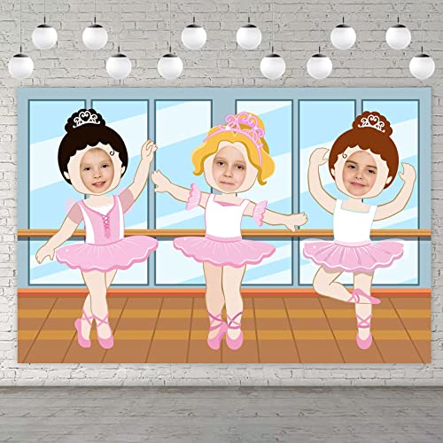 Dancing Ballet Girls Banner Pretend Play Party Backdrop Large Ballerina Face Theme Decor For Girls Birthday Party Wedding Dance Tutu Party Gymnastics Party Supplies Ballerina Party Decorations Pink #TOP2