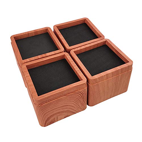 Aspeike - Elevadores de cama resistentes de madera oscura, 4 unidades de ascensor cuadrado de hasta 3 pulgadas por elevador, elevadores de muebles duraderos y apilables
