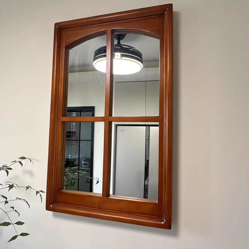Rustykalny dom wiejski okno dekoracja ścienna ręcznie wykonane drewno ed sztuczne lustro vintage wisząca dekoracja na ganek i hol wejściowy 60 x 90 cm akcent do domu
