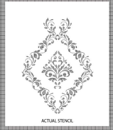 Large Wall Damask Stencil Faux Mural Design #1012 12" X 10 4/8" #TOP5