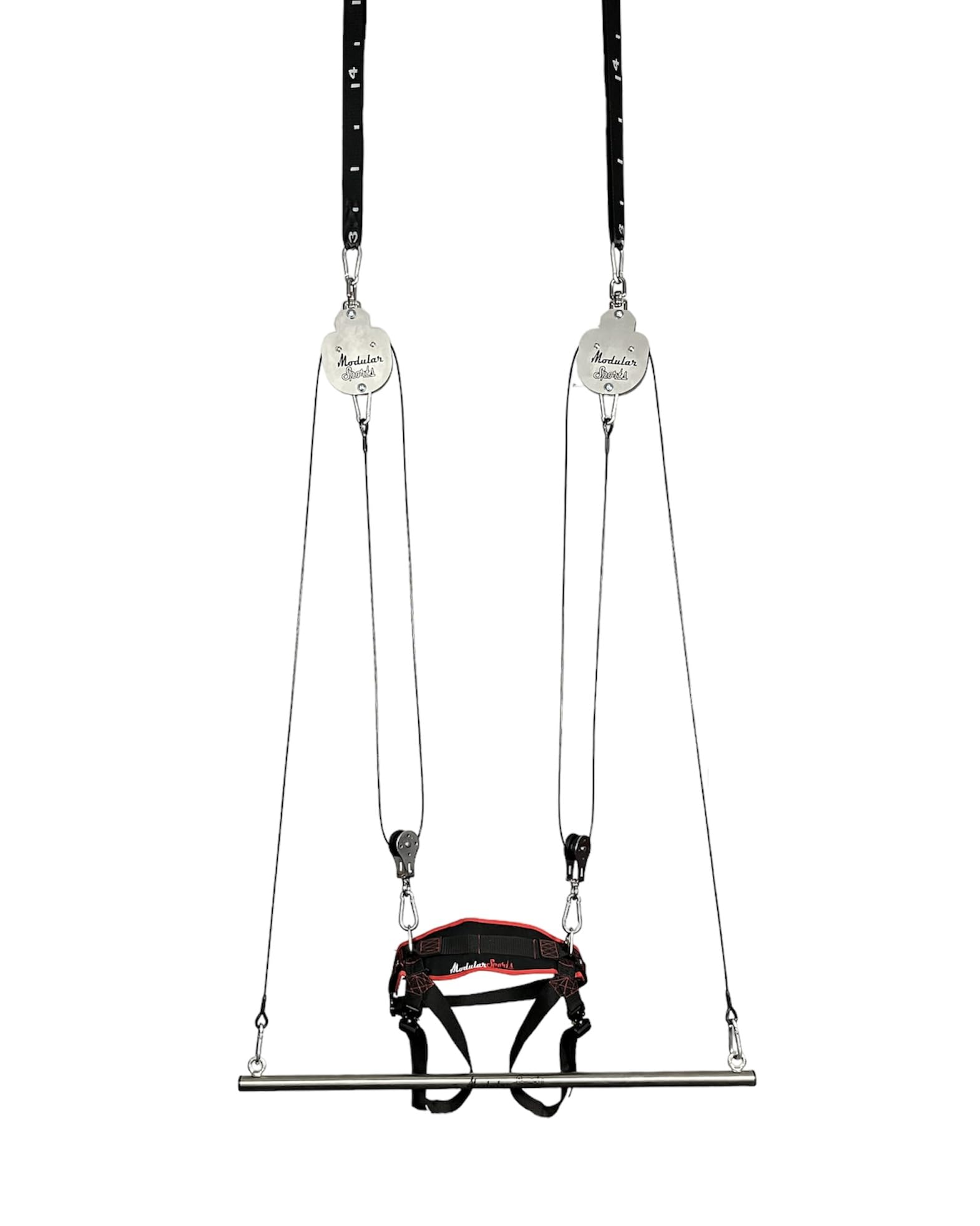 ModularSports FlyFit Extended - Fitnessgeräte für Zuhause mit Flaschenzugsystem zur Körpergewichtreduzierung / Komplettes Sportgerät Set mit Fitness Ring & Klimmzugstange für Krafttraining