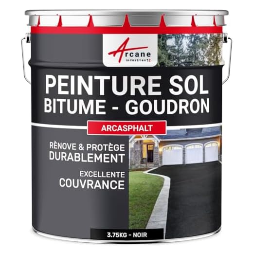Pintura bituminosa y pintura de alquitrán: resina de suelo para asfalto, alquitrán : ARCASPHALT-3.75 kg (7.5 m² en 2 capas) Negro-ARCANE INDUSTRIES