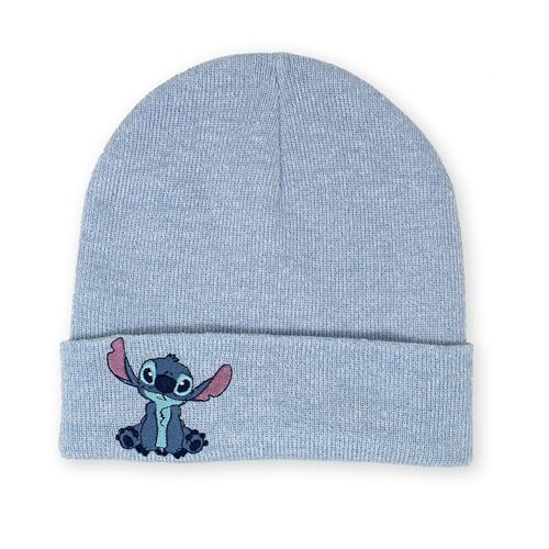 Disney Lilo & Stitch Bonnet d'hiver en tricot à revers pour enfant Bleu clair