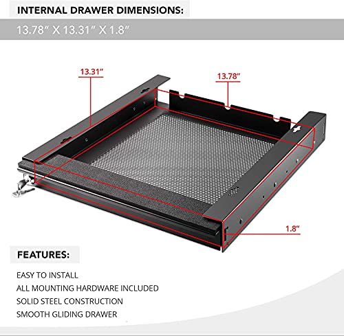 Penn Elcom Under Desk Laptop Drawer, Lockable, For 14” Laptops - Premium Sliding Security Drawers - Model Ex-6101B #TOP3