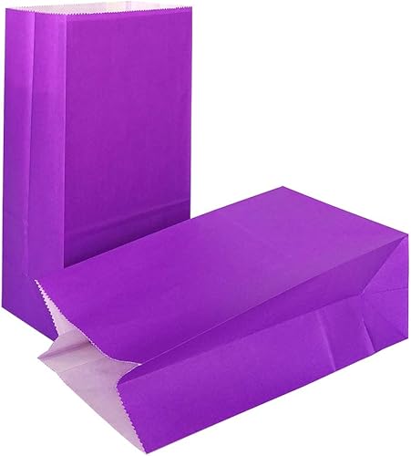 Bolsas de papel de color brillante mini KEYYOOMY, bolsas de regalo de fiesta púrpura, bolsitas de papel para fiesta pequeña, bolsa de lonchera de